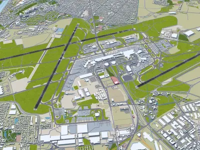 Paris Orly Airport 15km Low-poly 3D model
