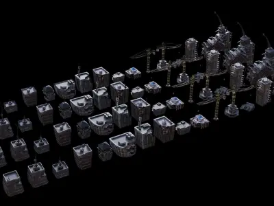 Apocalyptic Building Pack  Low-poly 3D model