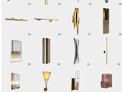 Walls Lights Pack - 50 Models Low-poly 3D model