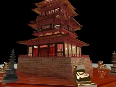 Chinese ancient tower 3D model