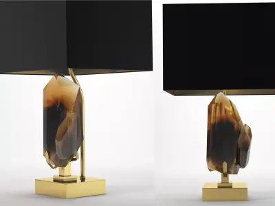 Smoky Rock Crystal and Bronze Lamp 3D model