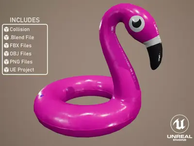 Flamingo Beach Buoy Low-poly 3D model