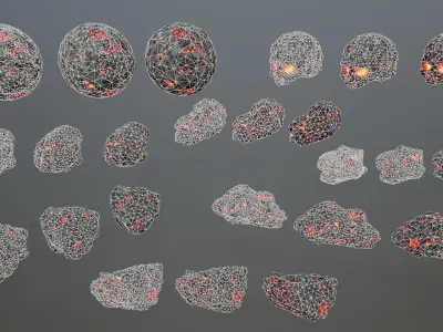 Asteroid Set lava rocks Low-poly 3D model