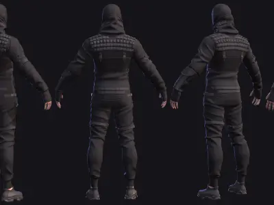 Male character protester in street clothes Low-poly 3D model