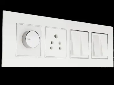 Chrome Knob Switch Board 3D model