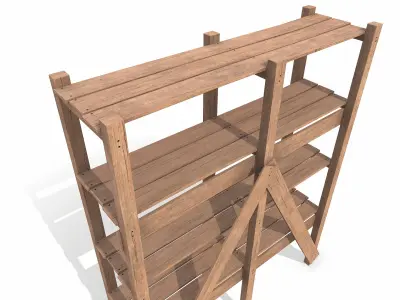  Old Wooden storage Shelf Low-poly PBR 