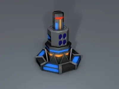 Turret spaceship with lights Free 3D model