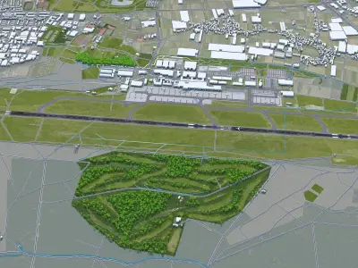 Nuremberg Airport 10km Low-poly 3D model