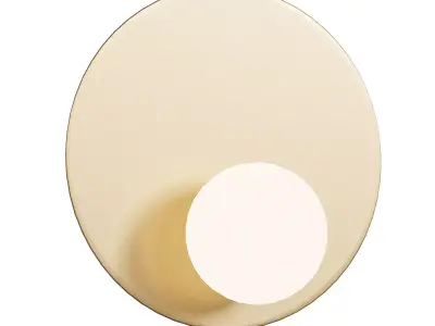 Luna aged brass and opal disc wall ight 3D model