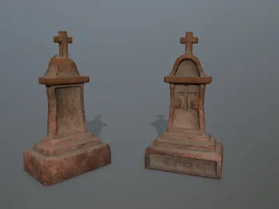 tombstone set two tombstones Low-poly 3D model