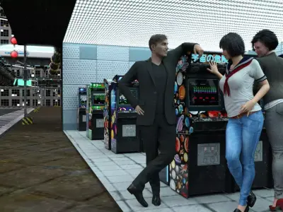 Modular Cyberpunk Environment Kit Japanese Style Street 3D model