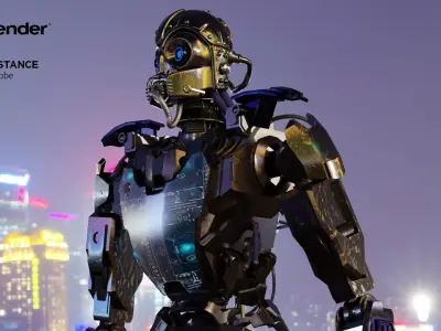 Sci fi Robot Character Low-poly 3D model