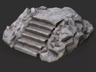 stairs stone 02 Low-poly 3D model