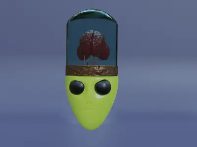alien with human brain Low-poly 3D model