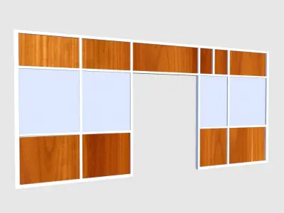 Wooden and Glass Door Low-poly 3D model