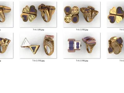 ring 109 pieces drawing 3d rihone drawing ring rings ring gold 3D print model