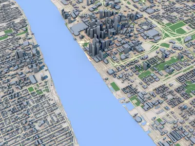 Detroit City Michigan USA 3D model