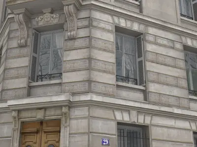 Old Paris Corner House 002 Low-poly 3D model