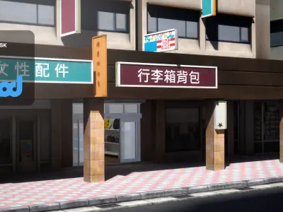 TW Street with handbag shop 3D model