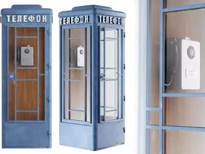 Clean Telephone booth with payphone AMT 69 3D model