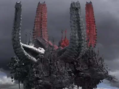 Sci-Fi Alien Spine City base 4  3D model