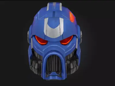 Ultramarine Helmet Sci-Fi Space Armor Headgear 3D model