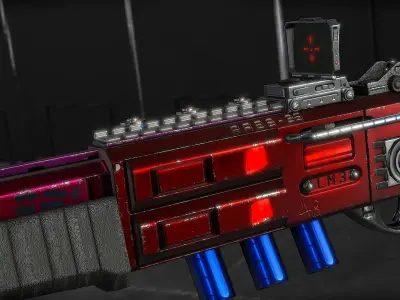 RA2539 Sci-Fi Double Barreled Shotgun Low-poly 3D model