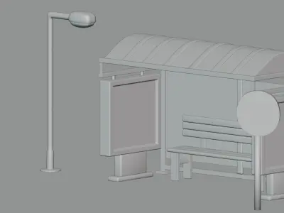 Bus Stop 3D model 9
