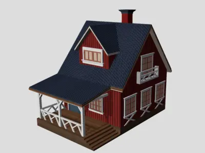 American Style Cottage - Town House Model Low-poly 3D model shop