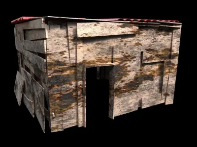 Shanty House - PBR - Textured Exterior and Interior Low-poly 3D model