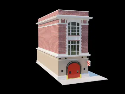 Ghostbusters Firestation Firehouse Exterior Low Poly Low-poly 3D model