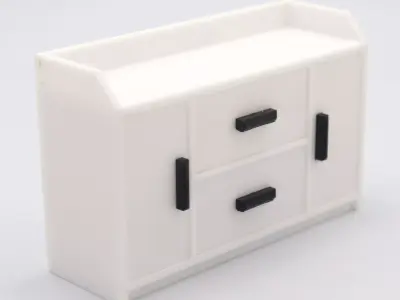 Kitchen living room cabinet with functional door and shelves  3D print model