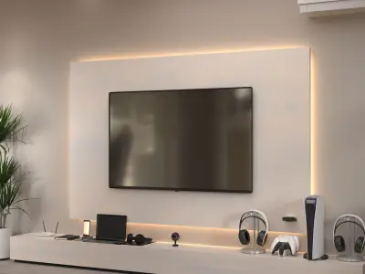 Modern Minimalist TV Wall -Functional TV Wall Design 3D model