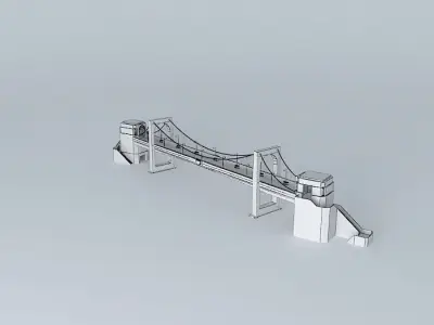 Pedestrian Suspension Bridge Free 3D model