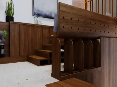 Modern Warm House RoofTop Interior 3D Scenes 3D model