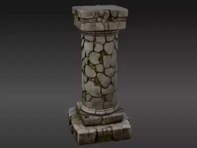 Ancient Stone Ruin Pillar Game Ready Prop Stone Model 3D model
