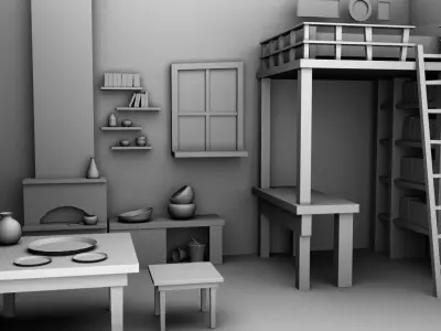 CARTOON ROOM Low-poly 3D model