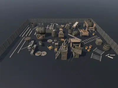 MedievalPropsVol-01 wooden plank Low-poly 3D model
