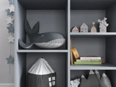 A large set of decor for a nursery in calm colors 3D model