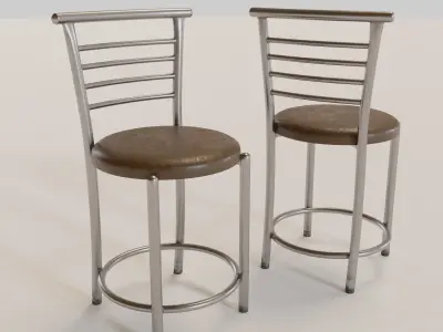 Stainless Steel Artificial Leather Chair Low-poly 3D model