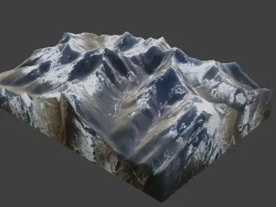 Yangra Mountain Low-poly 3D model