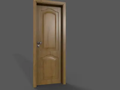 Wooden Door Low-poly 3D model 10