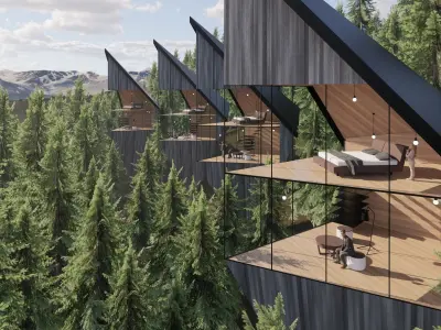 Modern Tree House Low-poly 3D model