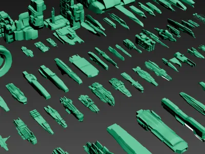 SPACESHIPS LOW-POLY SET 04 - 125 items 3D model