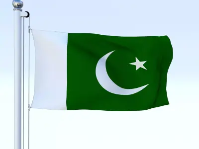 Animated Pakistan Flag Low-poly 3D model