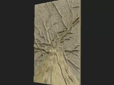 Wall decor tree root relief architectural ornament 3D print model