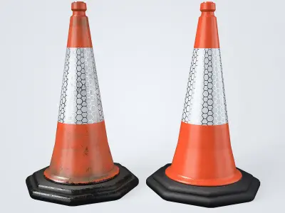 Traffic Cone Low-poly 3D model 41