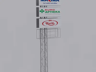 Billboard with Baked Textures Low-poly 3D model