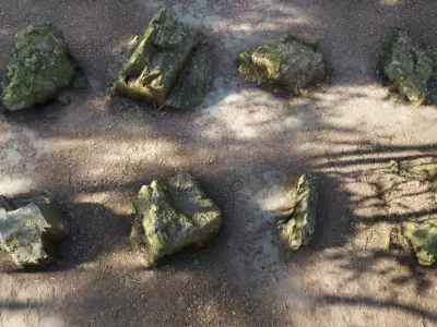 Mossy Forest Rocks Pack 3D model