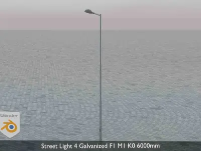 Street Light 4 Galvanized F1 M1 K0 6000mm Low-poly 3D model